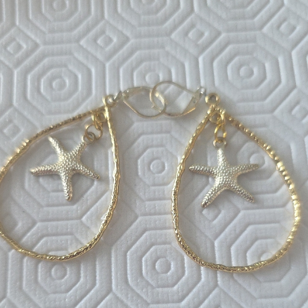 Gold Starfish Hoop Earrings